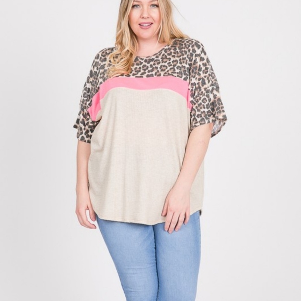 Plus size colorblock top